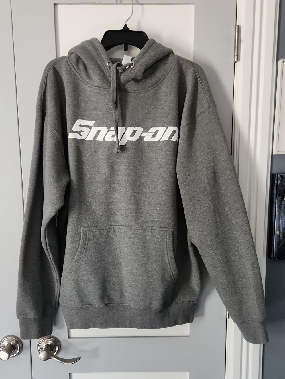 Athletic City Apparel Snap Gray Logo Hoodie with Drawstring, size XL